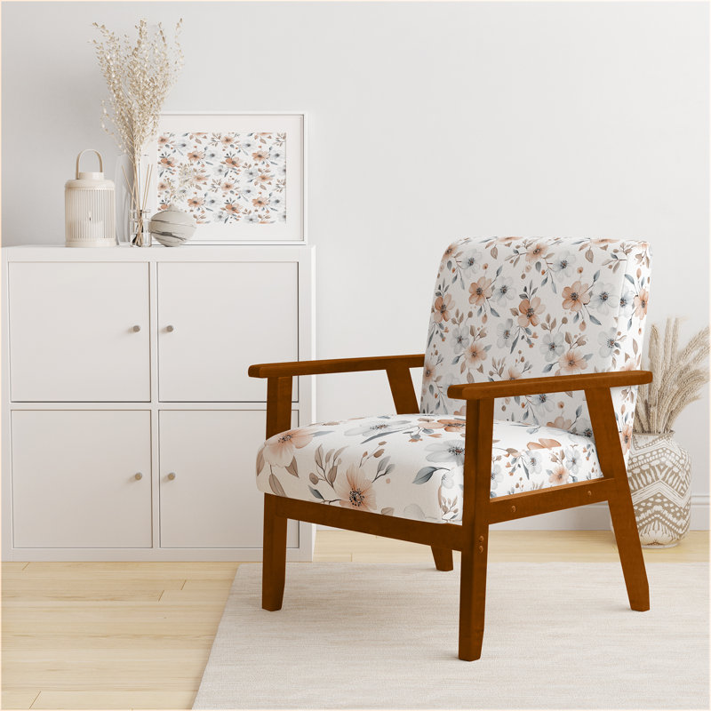 Chaise rembourrée Floral - Fauteuil Nomadic, Accoudoirs carrés bruns