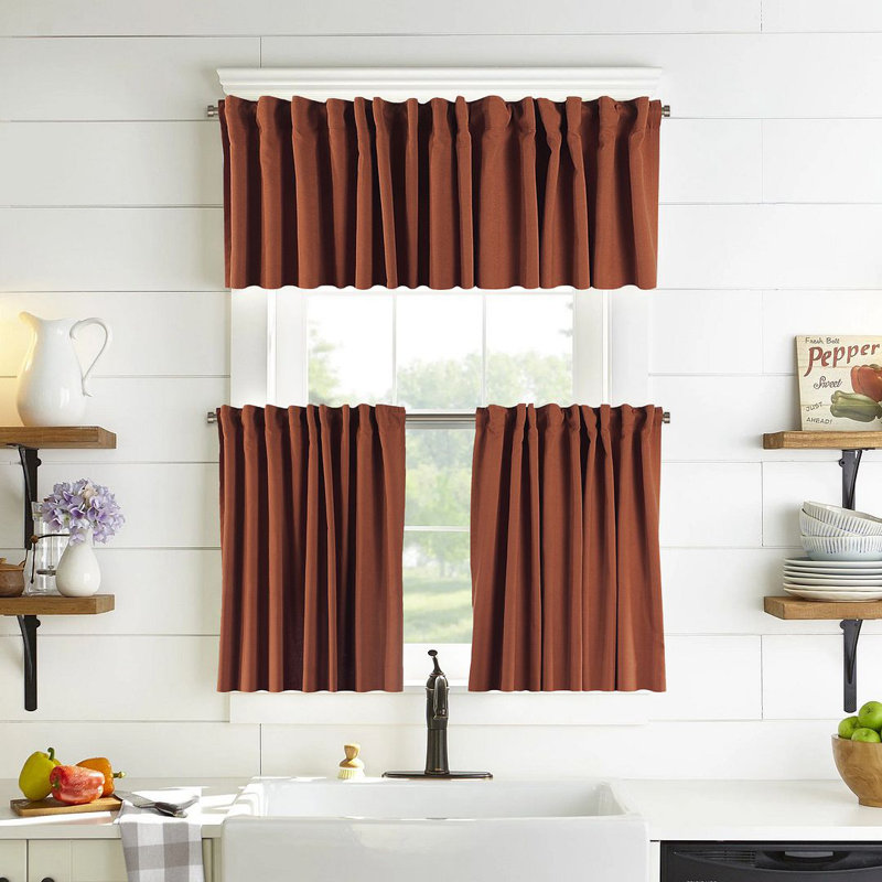 Solid Colour Kitchen Curtain, Burnt Orange, 90" W x 60" L