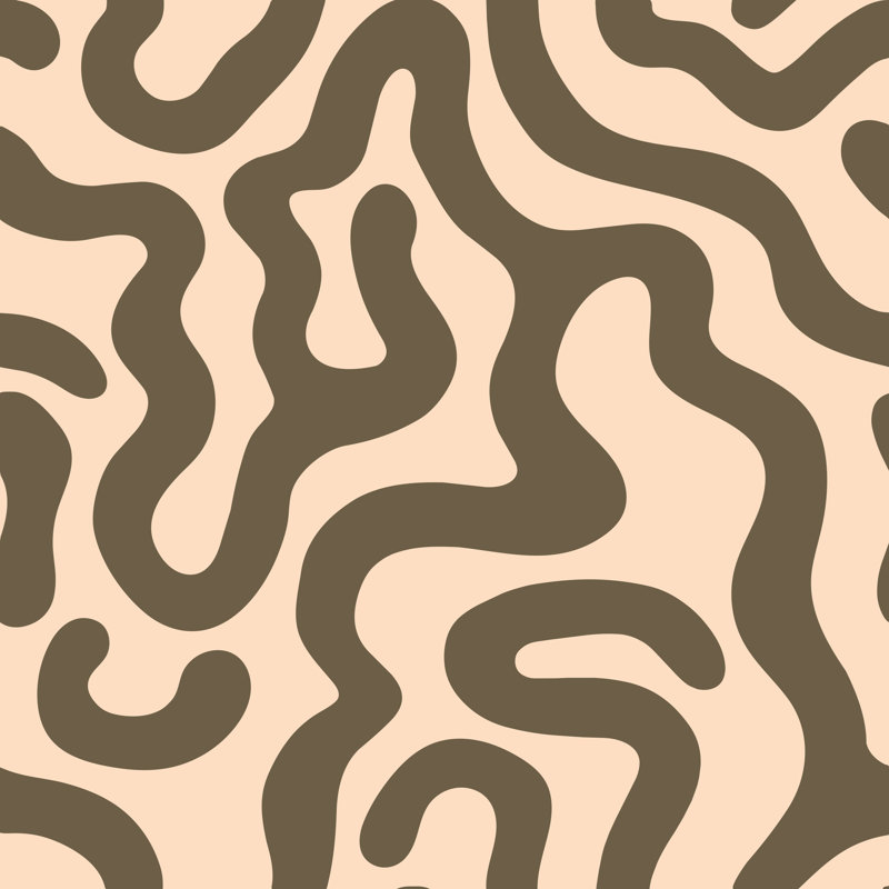 Papier peint abstrait formes organiques lignes ondulées formes biomorphes, Non-Woven Non-Pasted