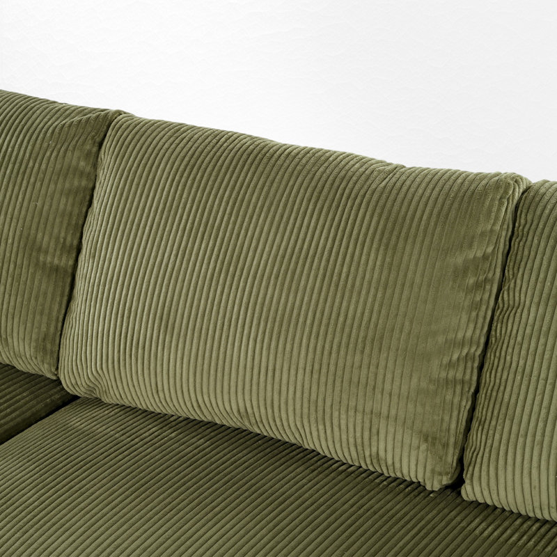 111.48" Wide L-Shape Upholstered Sectional, Green