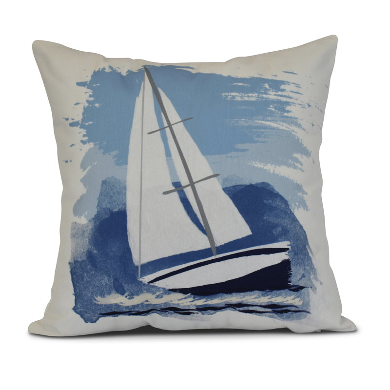 Sail, Sun, & Fun Reversible Throw Pillow, 18" H x 18" W x 3" D
