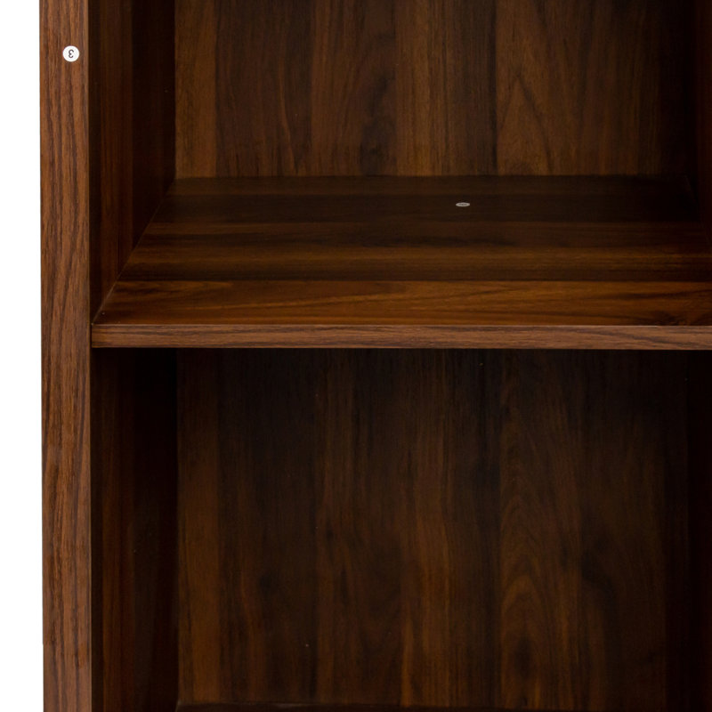 Armoire à vin modulaire de couleur brun noyer avec tablettes de rangement et huche pour salle à manger