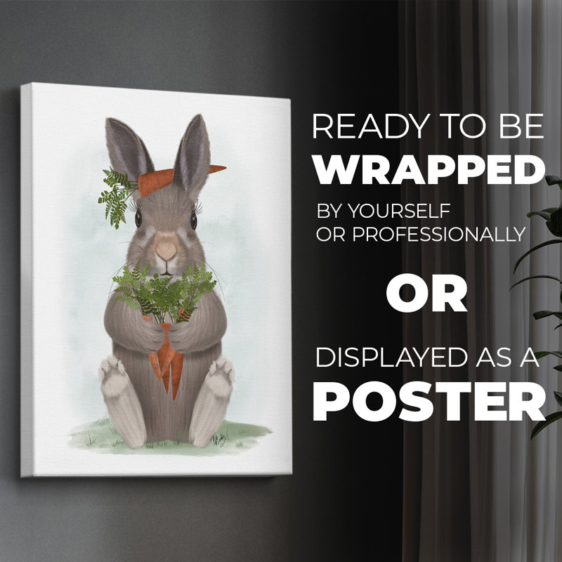 Lapin, carotte et câlin - impression sur toile seulement - non encadrée, H 18 po x l 12 po