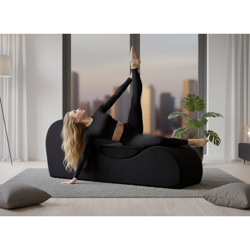 Chaise longue de yoga rembourrée de mousse, noir
