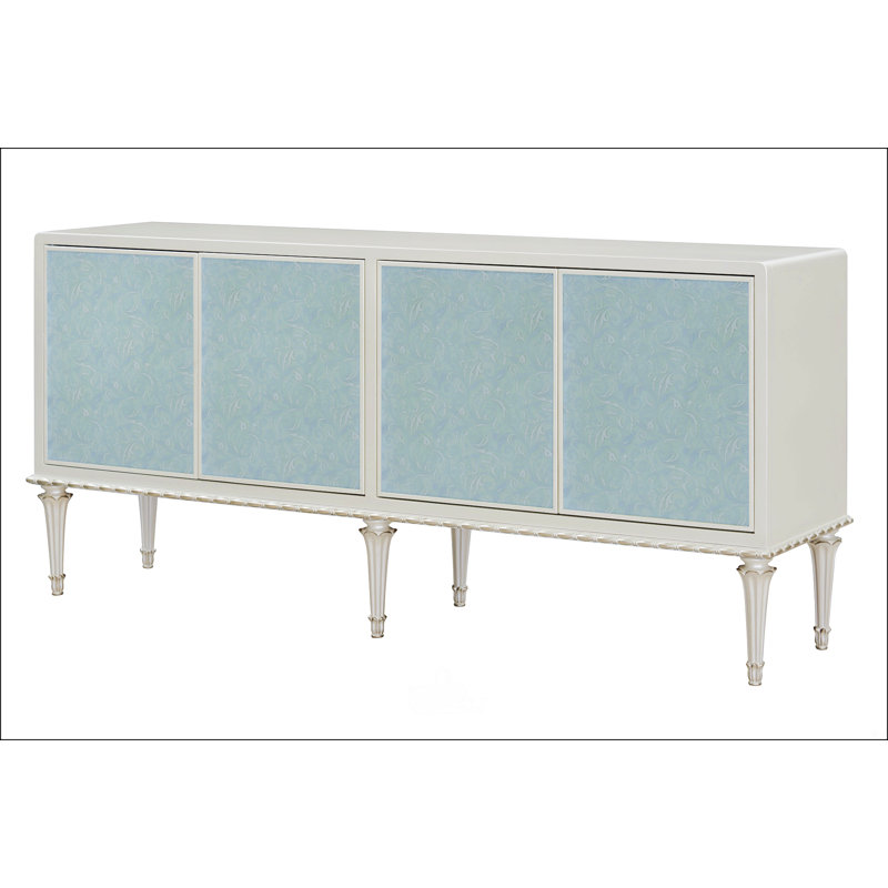 Armoire console blanche et argentée