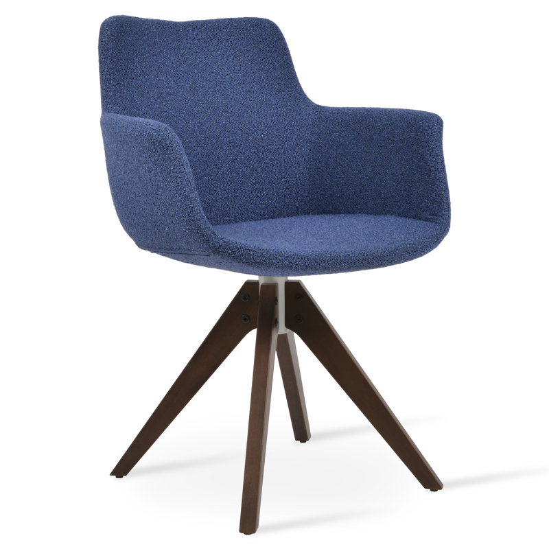 Fauteuil Bottega, Bleu, Noyer