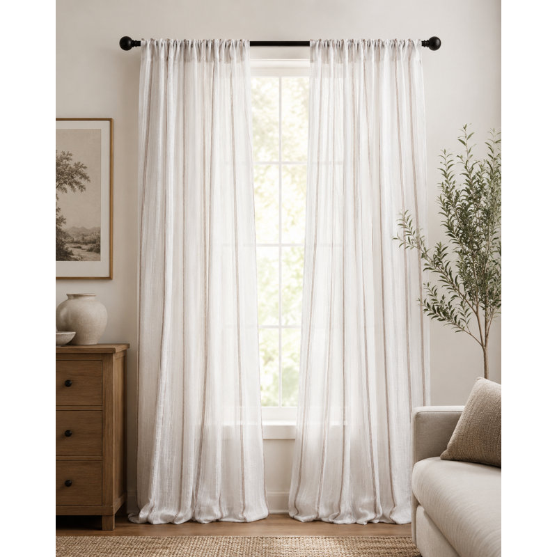 Panneau de rideau simple semi-diaphane avec passe-tringle Agamenn, 54 po x 96 po