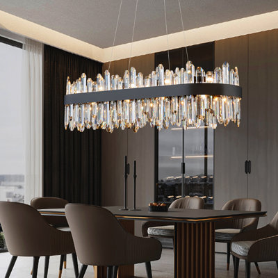 Modern Rectangle Crystal Light Fixture