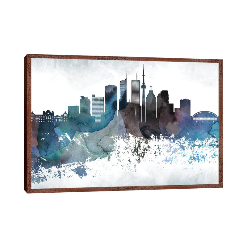 Toronto Bluish Skylines by WallDecorAddict - Floater Frame Gallery-Wrapped Canvas Giclée on Canvas, 101.6 cm H x 66.04 cm W