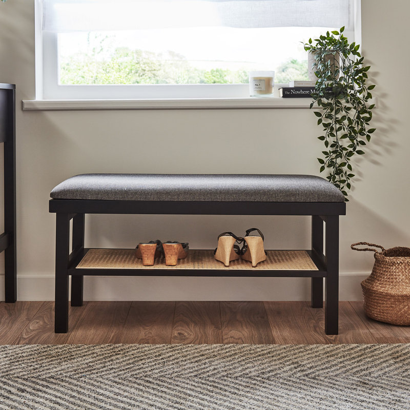 Tenaya Polyester Upholstered Storage Bench, Black