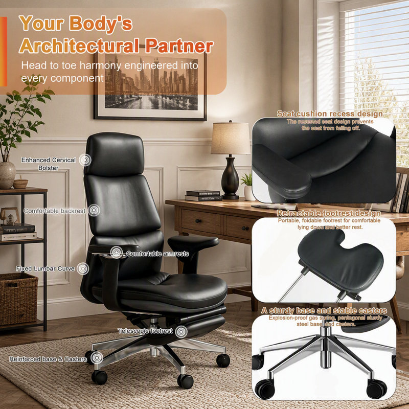 Chaise de bureau, Noir, Noir