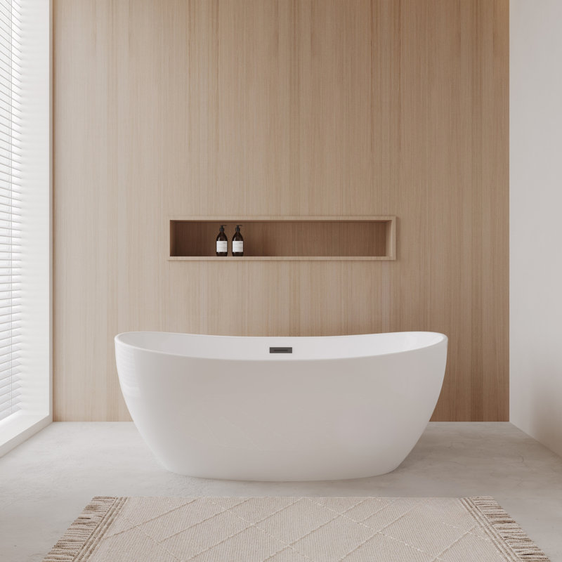 Rebecca 60'' x 32'' Soaking Acrylic Bathtub, Matte Black