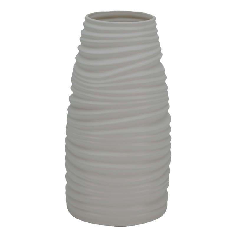 Vase de plancher en céramique, Grand (H 24 po x l 6,5 po x P 6,5 po), Gris
