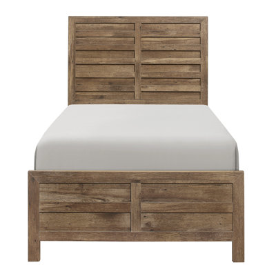 Mobilier de chambre à coucher en bois de style rustique avec motif de ligne moderne patiné