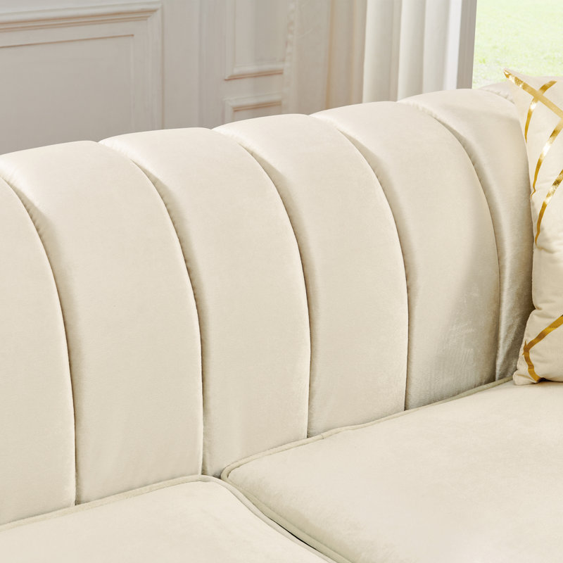 Canapés luxueux en velours, design Chesterfield avec accents en métal doré pour la maison