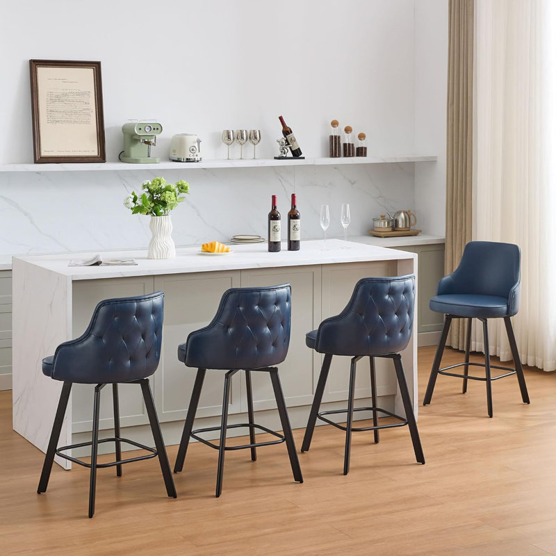 Tabouret de comptoir pivotant à dossier haut, 4, Bleu, Tabouret de comptoir (siège d'une hauteur de 26 p