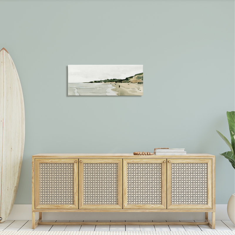 «Summer Coast Distant Beach Shore» par Emma Caroline - peinture sur toile tendue, H 13 po x l 30 po x P 1,5 po