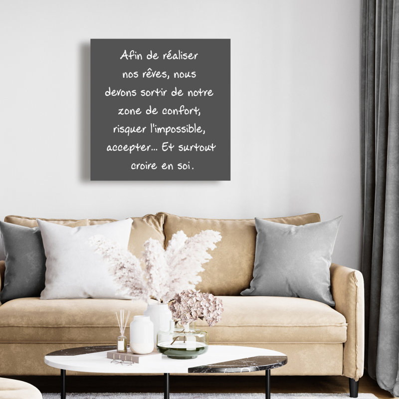 Réalisons nos rêves | Toile blanche contemporaine pour chambre à coucher