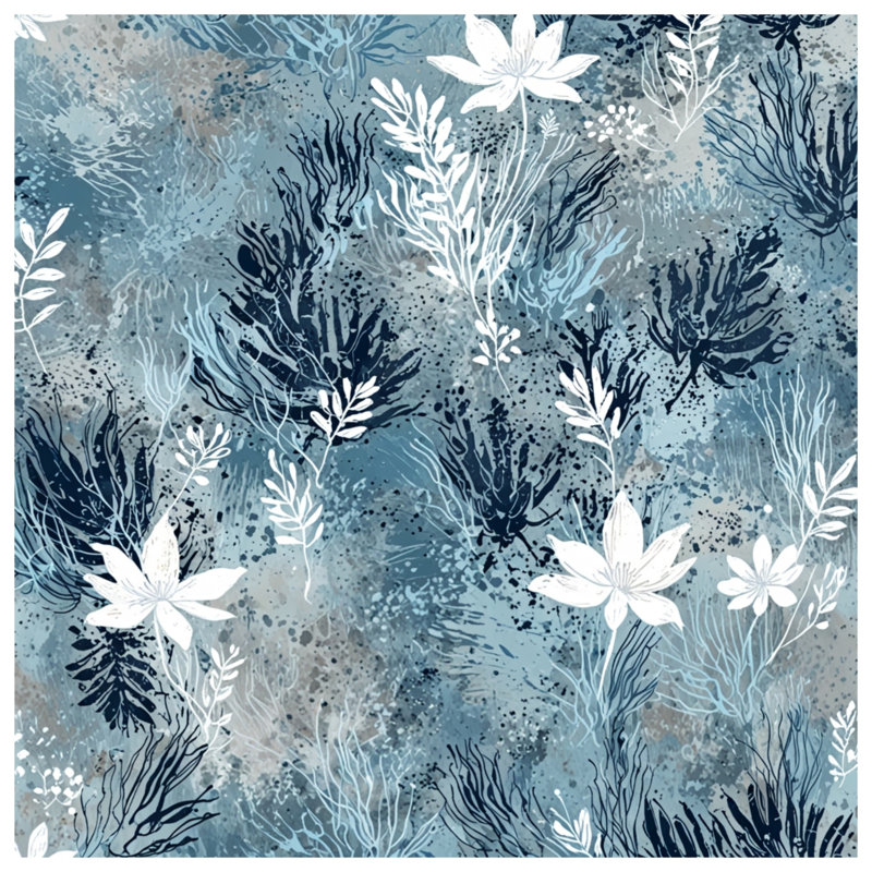 Coussins décoratifs bleus à motif floral, 16 x 16 pouces