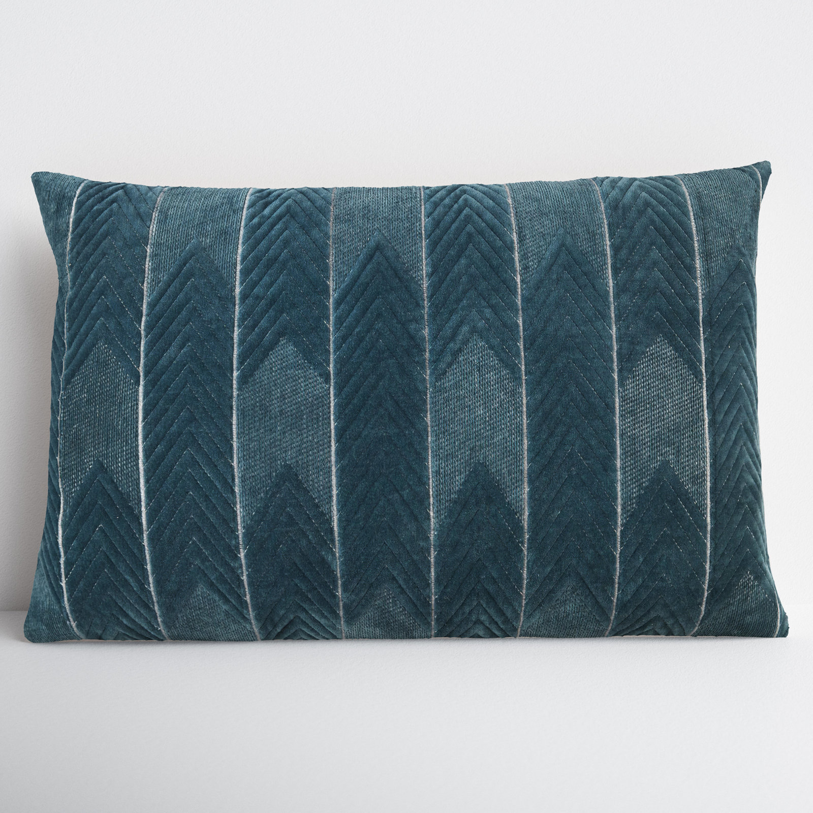 Ryans Embroidered Cotton Lumbar Throw Pillow, Blue, Polyester/Polyfill