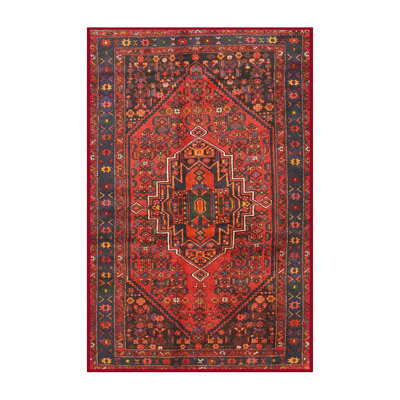 Tapis oriental en laine / polyester tissé à la machine à tisser à la machine / noir / crème