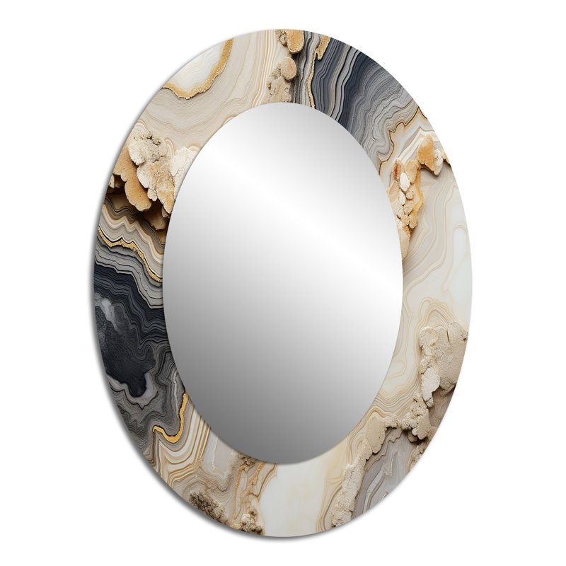Miroir mural moderne gris et orange, H 40 po x l 30 po