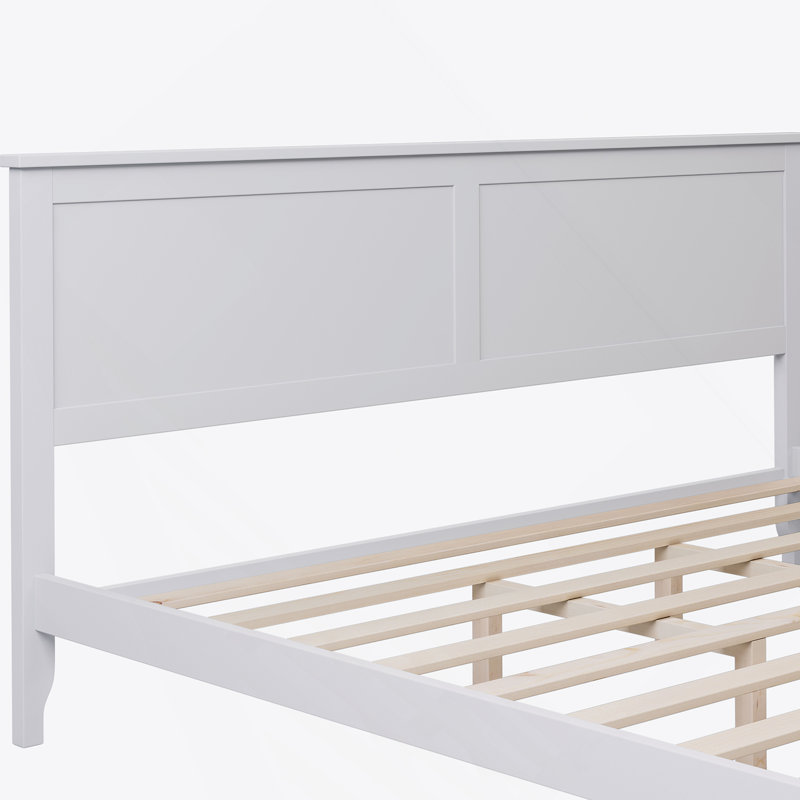 White Solid Wood King Platform Bed