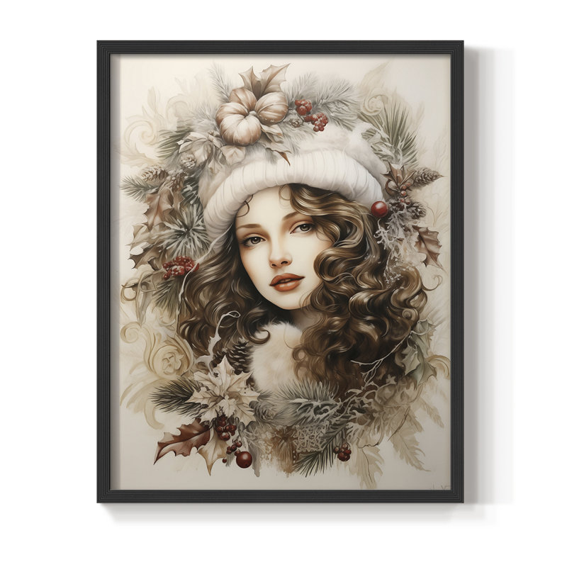 «Christmas Holiday Art DCXC III», reproduction d'art encadrée - bois massif, H 11 po x l 9 po, Noir, noir, noir, noir