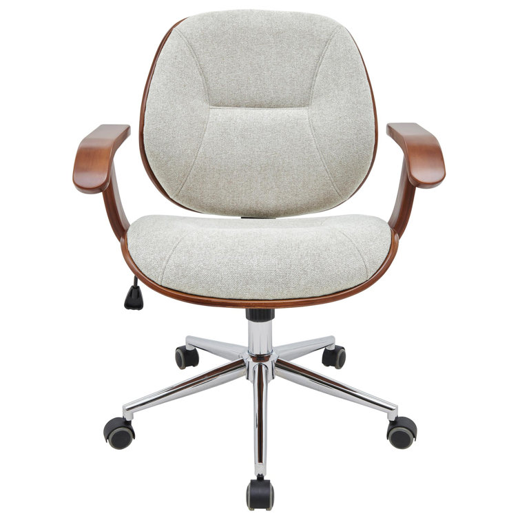 Renwick Adjustable Swivel Velvet Desk Chair for Home Office, Ivory