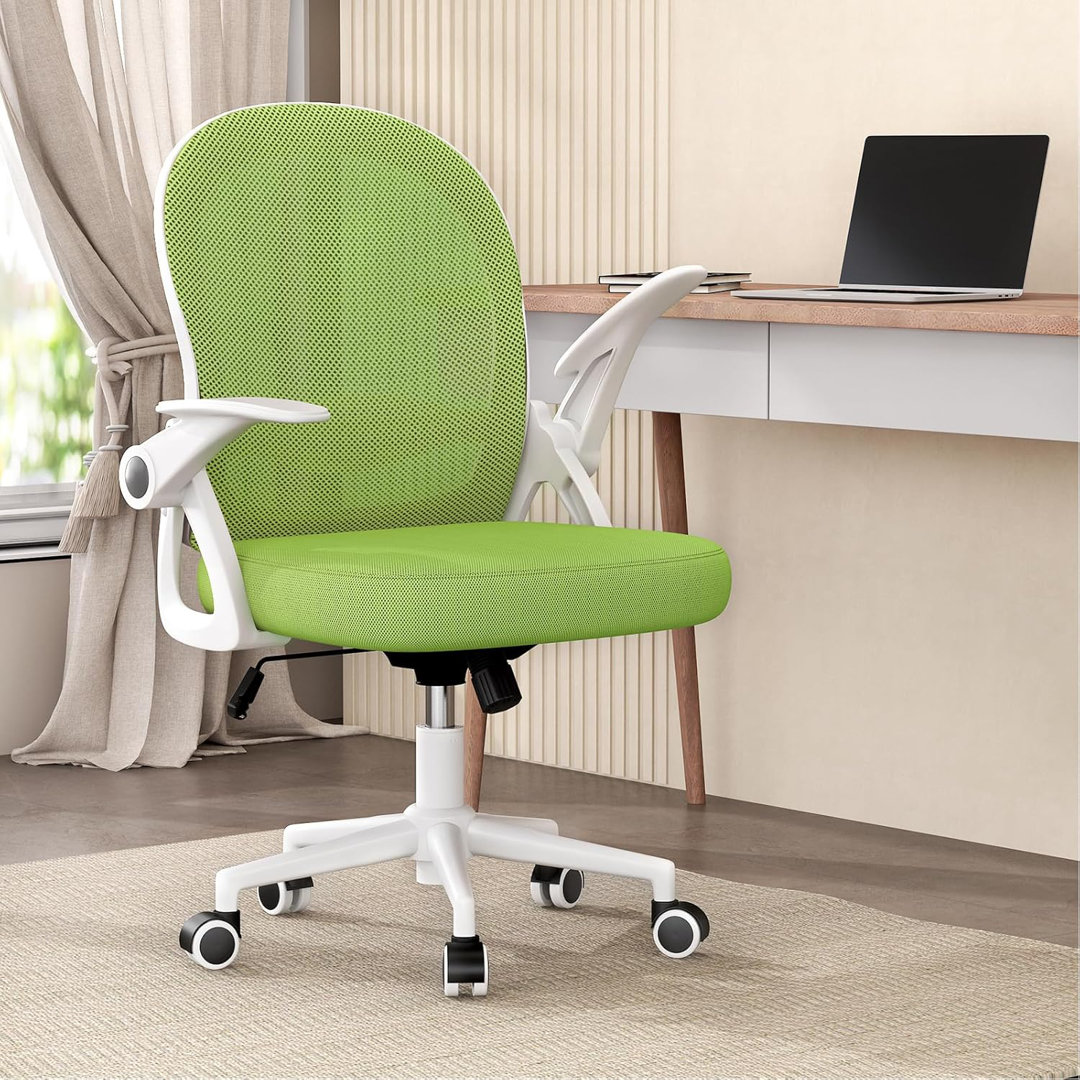 Ergonomic Mesh Desk Chair, Swivel Office Chair with Flip-Up Armrests, Medium Size