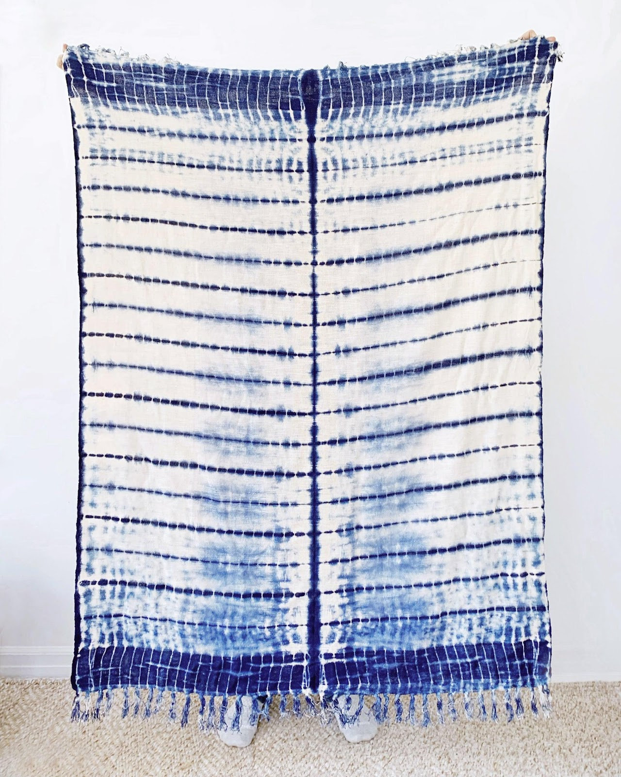 Indigo Shibori Cotton Throw Blanket