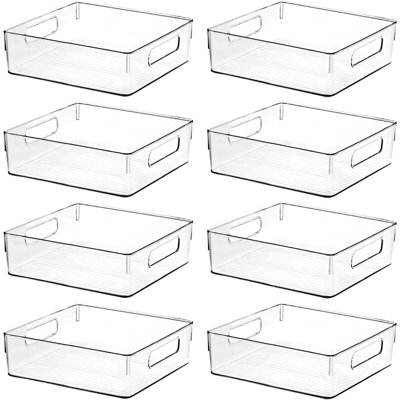 Bacs de rangement en plastique transparent – ​​Organisateurs polyvalents pour réfrigérateur, garde-manger et salle de bain