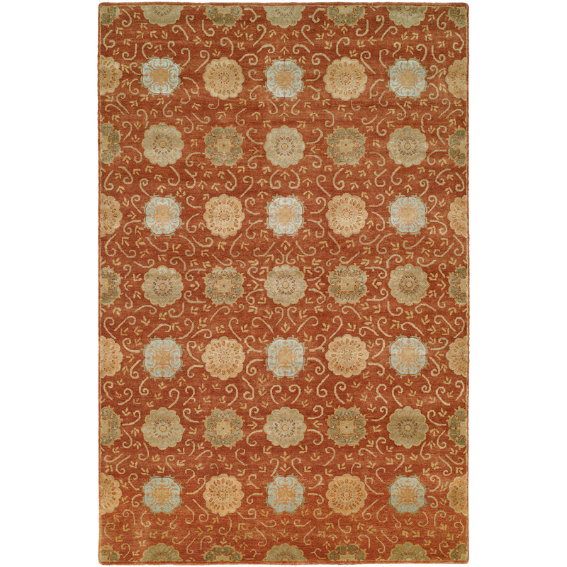 Faridkot Floral Indoor Rug, Rectangle 6' x 9'