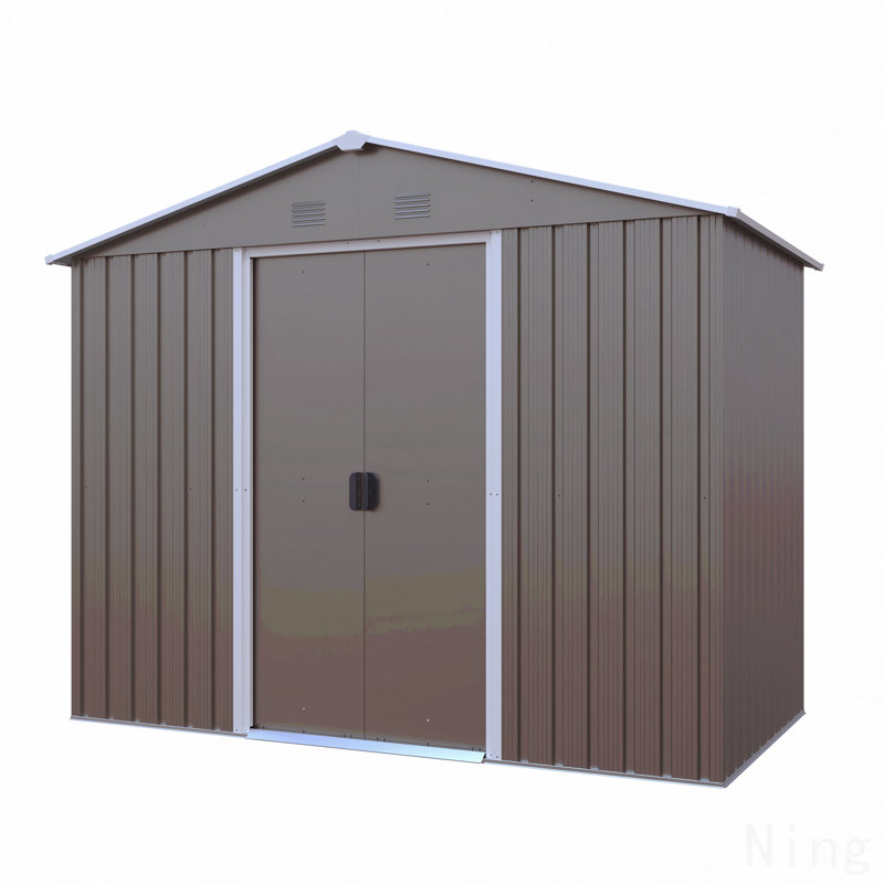8Ft X 4Ft Outdoor Metal Storage Shed With Metal Foundation, Gray