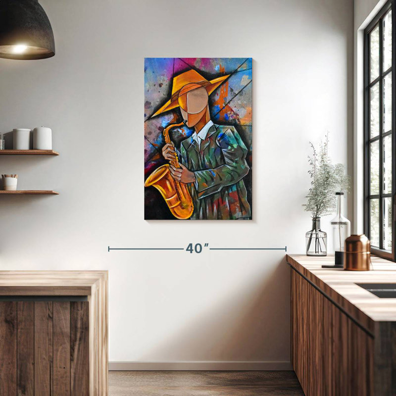 Abarca Cubism Saxophonist, H 36 po x l 24 po