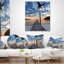 Wooden Pier and Palm Tree - Pier & Bridge Printed Throw Pillow