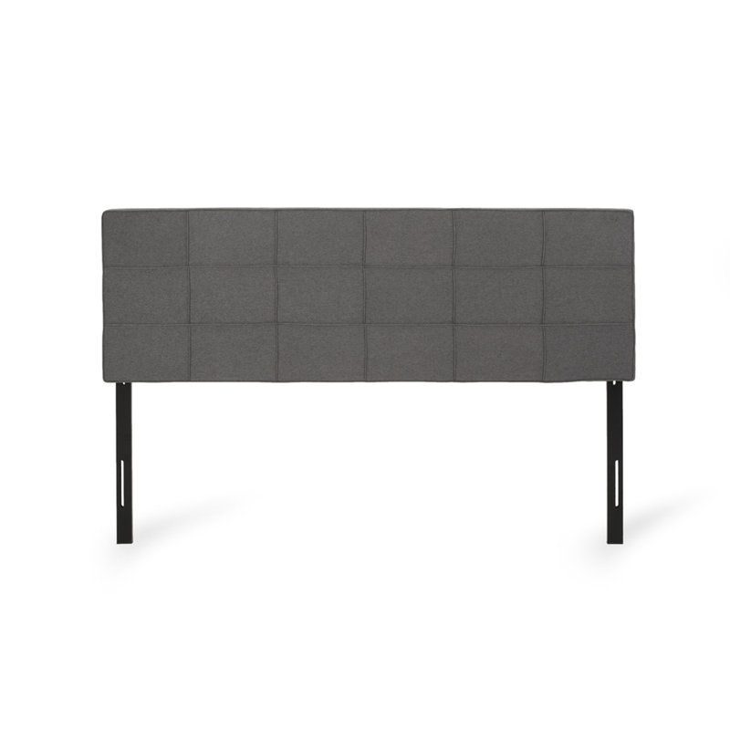 Linen Upholstered Headboards With Metal Leg, Charcoal Gray