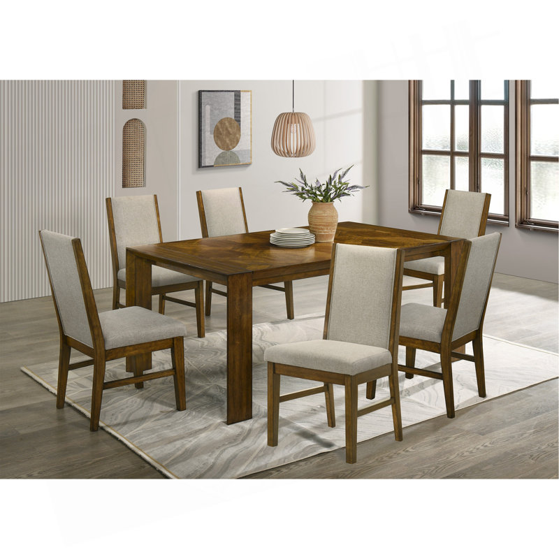 Table de salle à manger rectangulaire en bois massif, 6 pièces: table, banc, 4 chaises