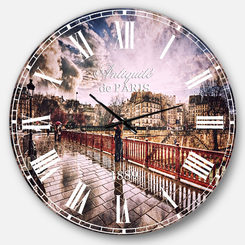 Pont sous la pluie - horloge murale campagne française, Surdimensionné