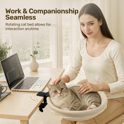 Lit pour chat, bureau pour animal avec rotation à 360 °, lit pour chat intérieur douillet et confortable