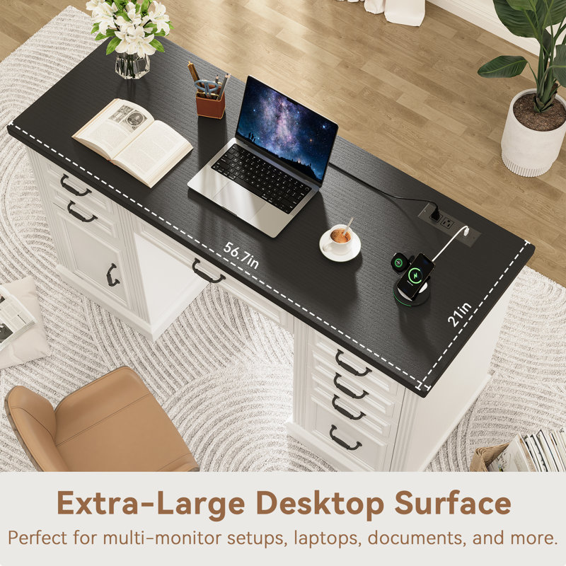 Bureau de direction à 7 tiroirs Farmhouse
