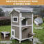 Maison pour chat extérieure en bois à 2 étages résistante aux intempéries avec plateformes de saut, plancher surélevé et toit en asphalte, gris
