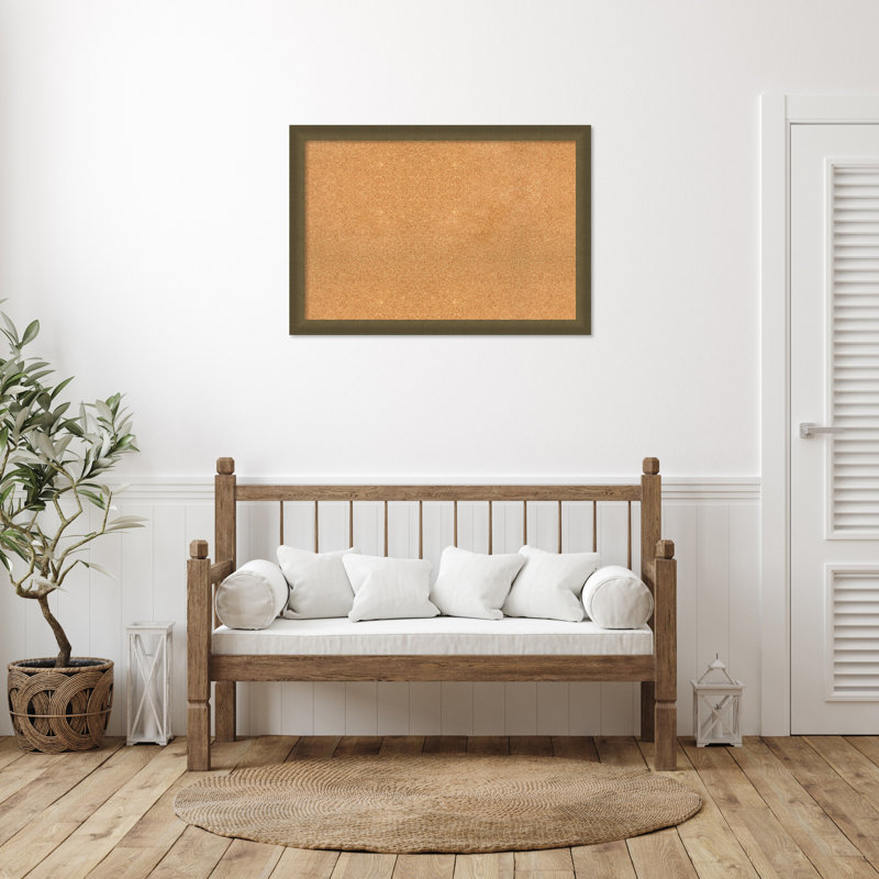 Natural Cork Bulletin Board with Bronze Beaded Frame