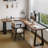 Brown L-Shaped Solid Wood + Iron desk-108839990-108839987