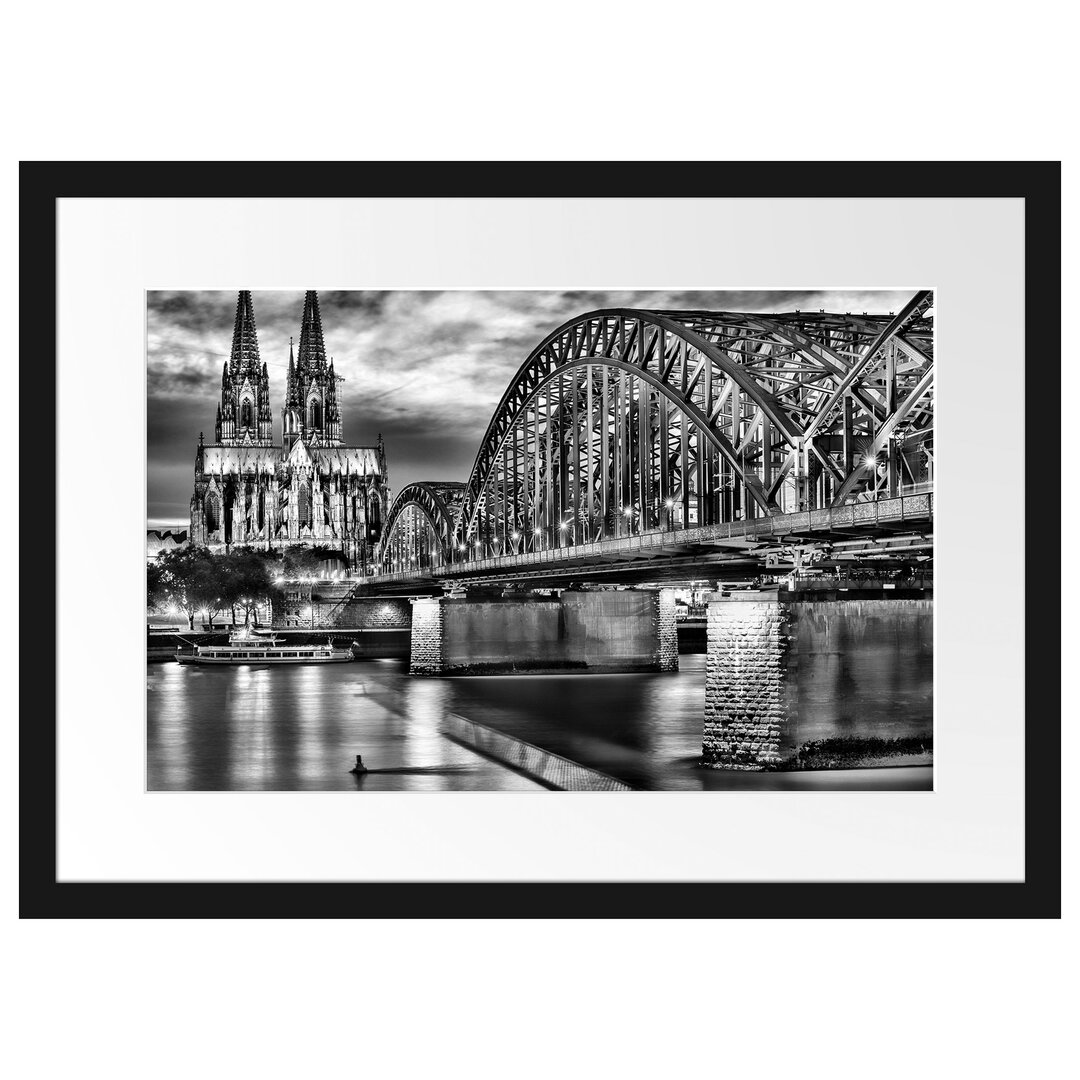 Gerahmtes Poster Hohenzollernbrücke bei Nacht