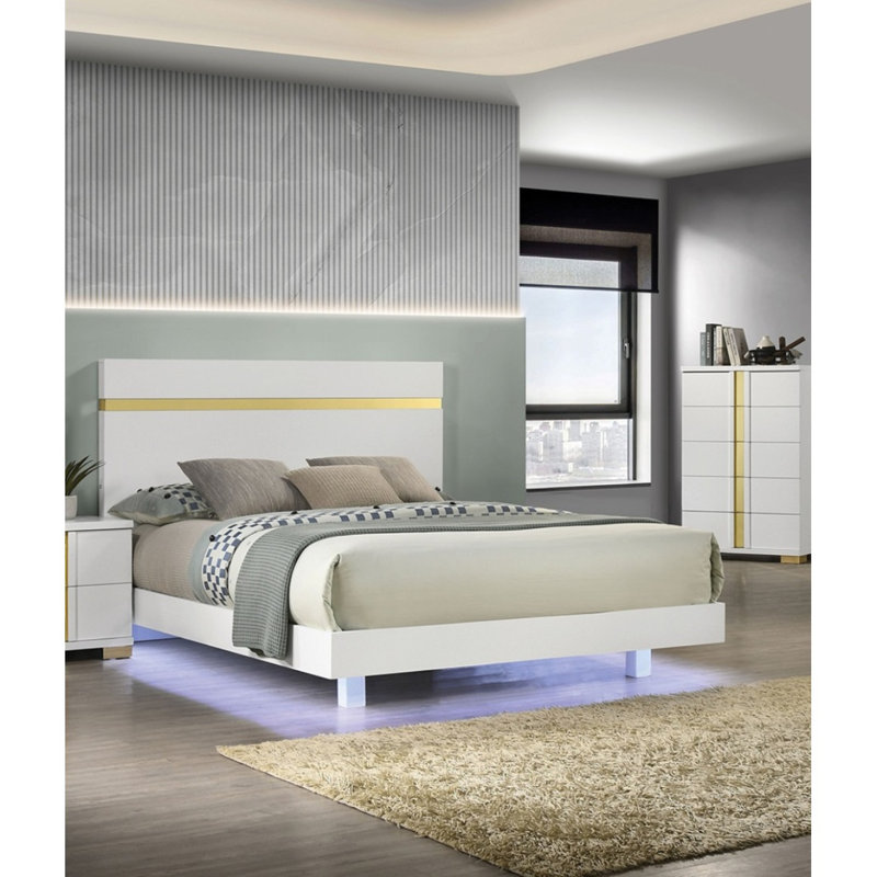 Cadre de lit blanc avec grand lit 1pc