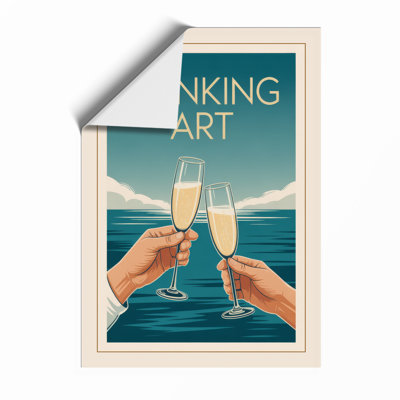 Champagne Toast by the Sea Art Deco - Framed Print
