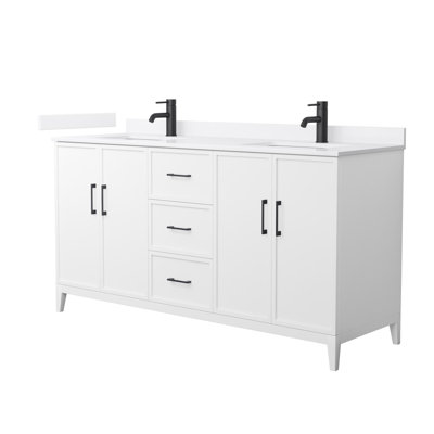 Ensemble de meuble-lavabo double 66 po avec plateau Elan