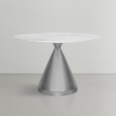 Heiderose Round Marble Top Metal Base Dining Table