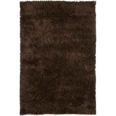 Tapis à poil long contemporain tissé à la main Yanneth Dior - brun / noir